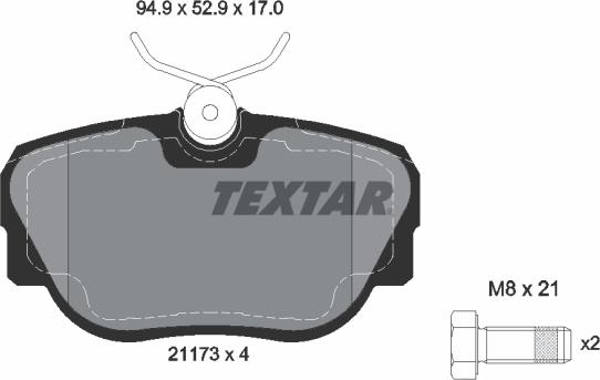 Textar 2117302 - Тормозные колодки, дисковые, комплект www.autospares.lv