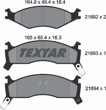 Textar 2189202 - Тормозные колодки, дисковые, комплект www.autospares.lv