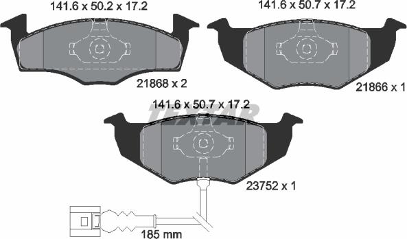 Textar 2186801 - Bremžu uzliku kompl., Disku bremzes autospares.lv