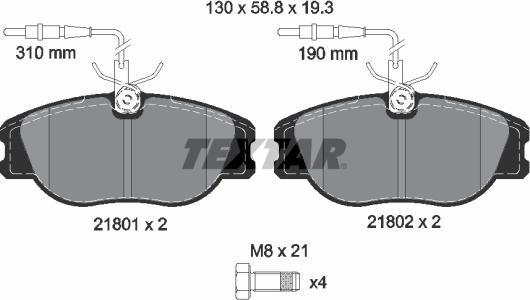 Textar 2180101 - Brake Pad Set, disc brake www.autospares.lv