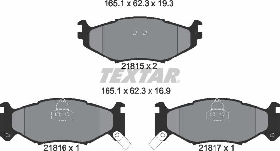 Textar 2181501 - Bremžu uzliku kompl., Disku bremzes www.autospares.lv