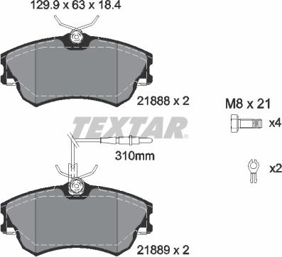 Textar 2188801 - Bremžu uzliku kompl., Disku bremzes autospares.lv