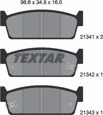 Textar 2134101 - Тормозные колодки, дисковые, комплект www.autospares.lv