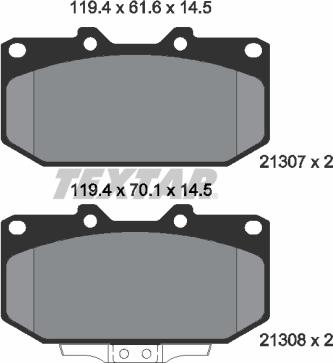 Textar 2130701 - Тормозные колодки, дисковые, комплект www.autospares.lv