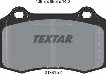 Textar 2138104 - Тормозные колодки, дисковые, комплект www.autospares.lv