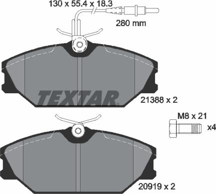 Textar 2138802 - Bremžu uzliku kompl., Disku bremzes autospares.lv