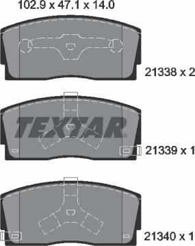 Textar 2133801 - Bremžu uzliku kompl., Disku bremzes www.autospares.lv