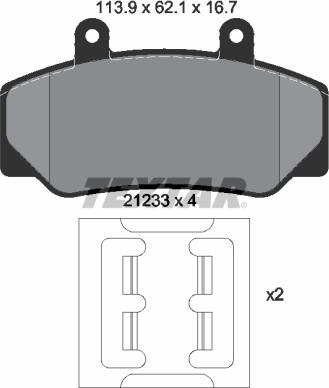 Textar 2123302 - Тормозные колодки, дисковые, комплект www.autospares.lv