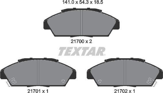 Textar 2170001 - Brake Pad Set, disc brake www.autospares.lv