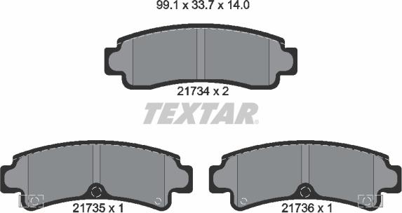 Textar 2173401 - Bremžu uzliku kompl., Disku bremzes autospares.lv