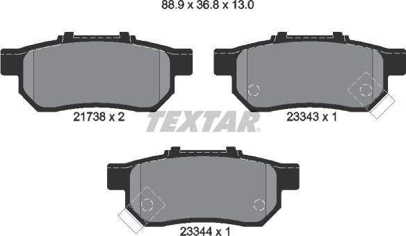 Textar 2173801 - Тормозные колодки, дисковые, комплект www.autospares.lv