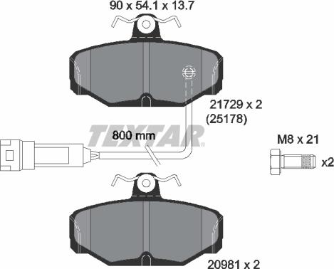 Textar 2172901 - Тормозные колодки, дисковые, комплект www.autospares.lv