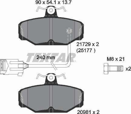 Textar 2172902 - Тормозные колодки, дисковые, комплект www.autospares.lv