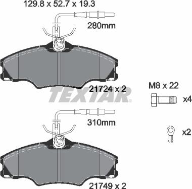 Textar 2172402 - Bremžu uzliku kompl., Disku bremzes www.autospares.lv