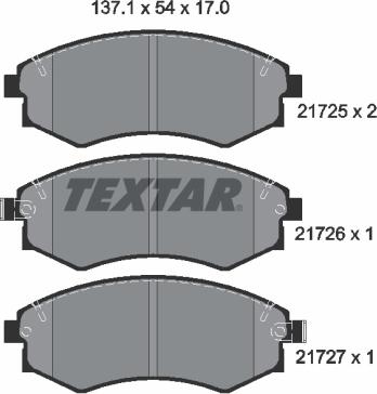 Textar 2172501 - Brake Pad Set, disc brake www.autospares.lv