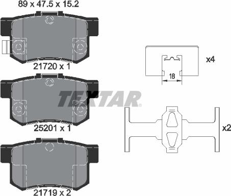 Textar 2172001 - Brake Pad Set, disc brake www.autospares.lv