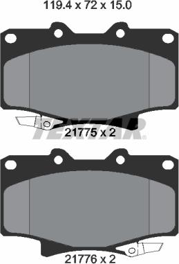 Textar 2177501 - Bremžu uzliku kompl., Disku bremzes www.autospares.lv