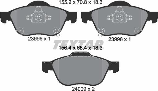 Textar 2399601 - Brake Pad Set, disc brake www.autospares.lv