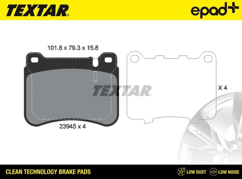 Textar 2394501CP - Bremžu uzliku kompl., Disku bremzes www.autospares.lv