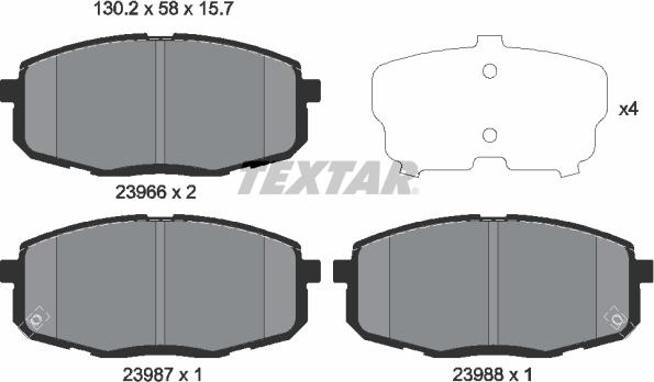 Textar 2396601 - Тормозные колодки, дисковые, комплект www.autospares.lv