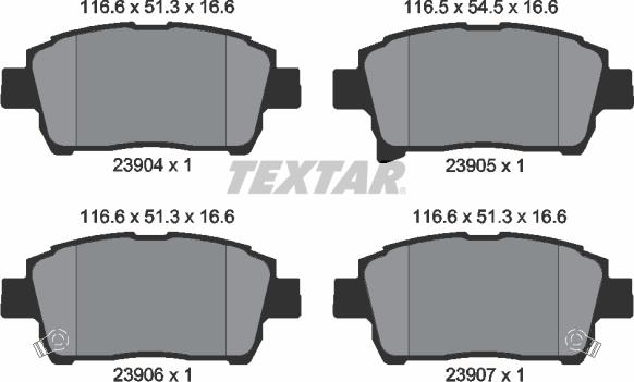 Textar 2390401 - Brake Pad Set, disc brake www.autospares.lv