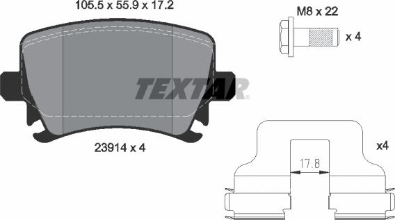 Textar 2391481 - Brake Pad Set, disc brake www.autospares.lv