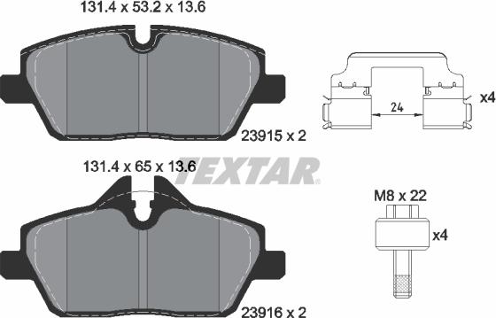 Textar 2391508 - Bremžu uzliku kompl., Disku bremzes autospares.lv