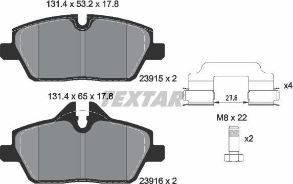 Textar 2391503 - Bremžu uzliku kompl., Disku bremzes www.autospares.lv