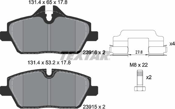 Textar 2391601 - Bremžu uzliku kompl., Disku bremzes autospares.lv