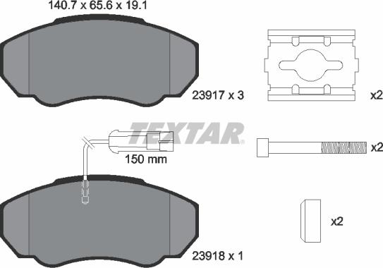 Textar 2391701 - Тормозные колодки, дисковые, комплект www.autospares.lv