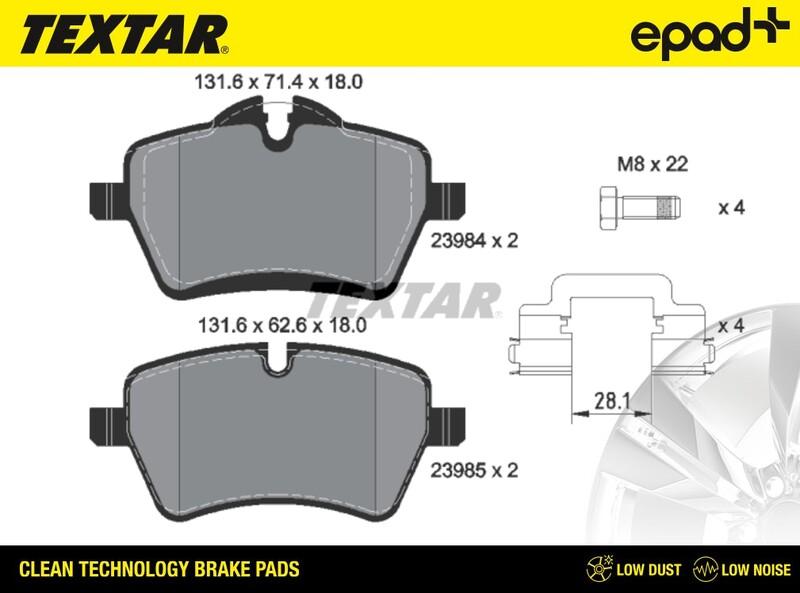 Textar 2398404CP - Bremžu uzliku kompl., Disku bremzes www.autospares.lv