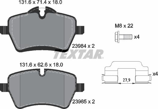 Textar 2398401 - Bremžu uzliku kompl., Disku bremzes www.autospares.lv