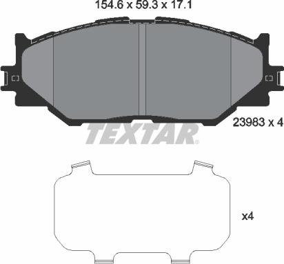 Textar 2398301 - Bremžu uzliku kompl., Disku bremzes www.autospares.lv