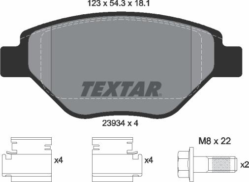 Textar 2393401 - Bremžu uzliku kompl., Disku bremzes www.autospares.lv