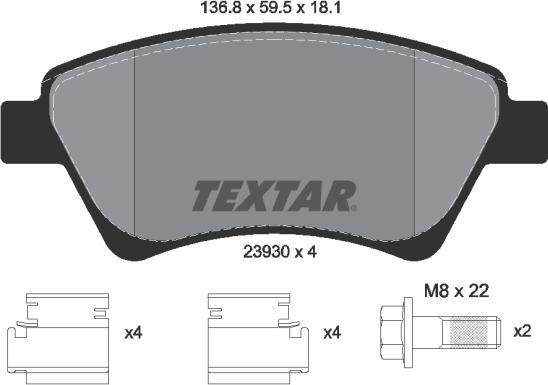 Textar 89017000 - Bremžu komplekts, Disku bremzes www.autospares.lv