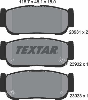 Textar 2393101 - Brake Pad Set, disc brake www.autospares.lv