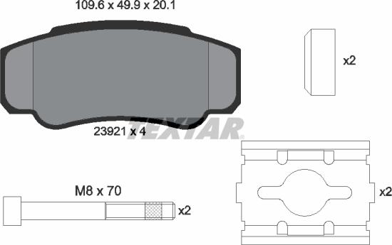 Textar 2392101 - Bremžu uzliku kompl., Disku bremzes autospares.lv