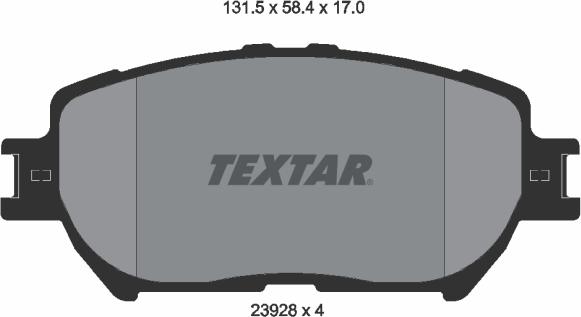 Textar 2392801 - Тормозные колодки, дисковые, комплект www.autospares.lv