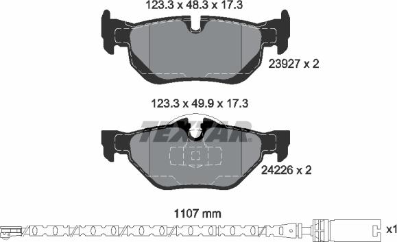 Textar 2392707 - Brake Pad Set, disc brake www.autospares.lv