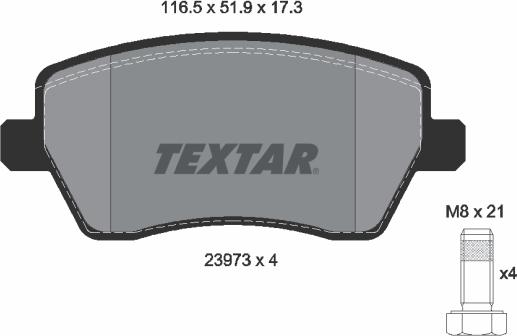 Textar 2397301 - Тормозные колодки, дисковые, комплект www.autospares.lv