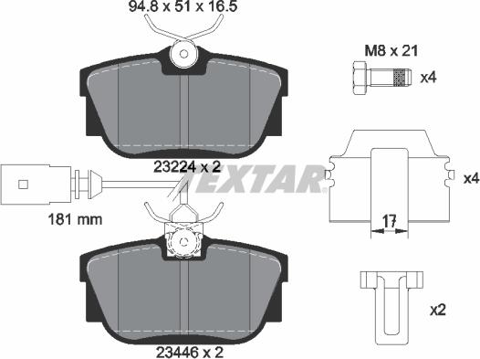 Textar 2344605 - Тормозные колодки, дисковые, комплект www.autospares.lv