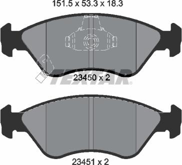 Textar 2345001 - Тормозные колодки, дисковые, комплект www.autospares.lv