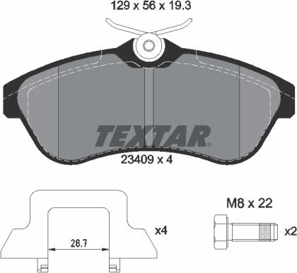 Textar 2340902 - Тормозные колодки, дисковые, комплект www.autospares.lv