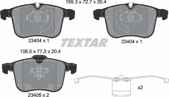 Textar 2340404 - Bremžu uzliku kompl., Disku bremzes autospares.lv