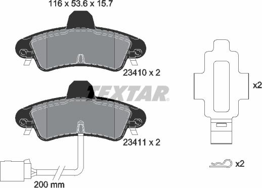 Textar 2341008 - Bremžu uzliku kompl., Disku bremzes autospares.lv