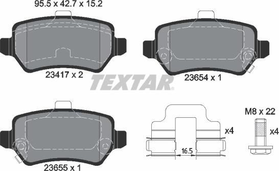 Textar 2341703 - Bremžu uzliku kompl., Disku bremzes www.autospares.lv