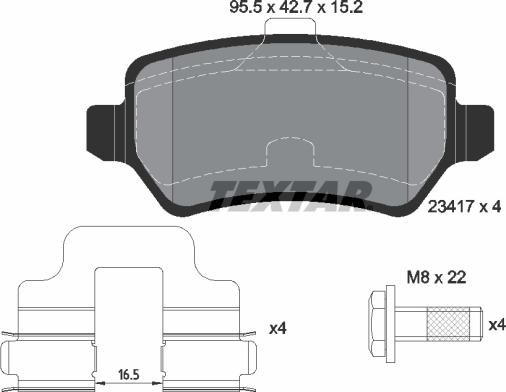 Textar 2341702 - Brake Pad Set, disc brake www.autospares.lv