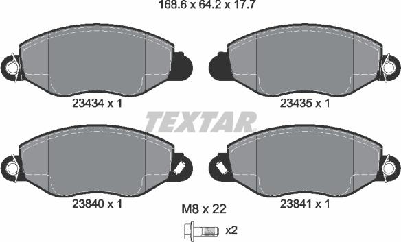 Textar 2343401 - Bremžu uzliku kompl., Disku bremzes www.autospares.lv