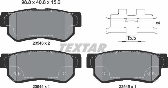 Textar 2354306 - Bremžu uzliku kompl., Disku bremzes autospares.lv