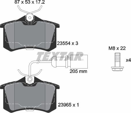 Textar 2355403 - Тормозные колодки, дисковые, комплект www.autospares.lv